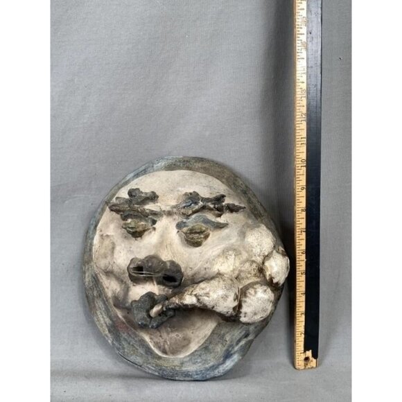 VTG One Of A Kind Handmade Clay Face Wall Art Sculpture Smoking Character, Cool - Picture 9 of 10